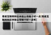 娄底互联网和区块链公司哪个好一点[娄底互联网和区块链公司哪个好一点呢]